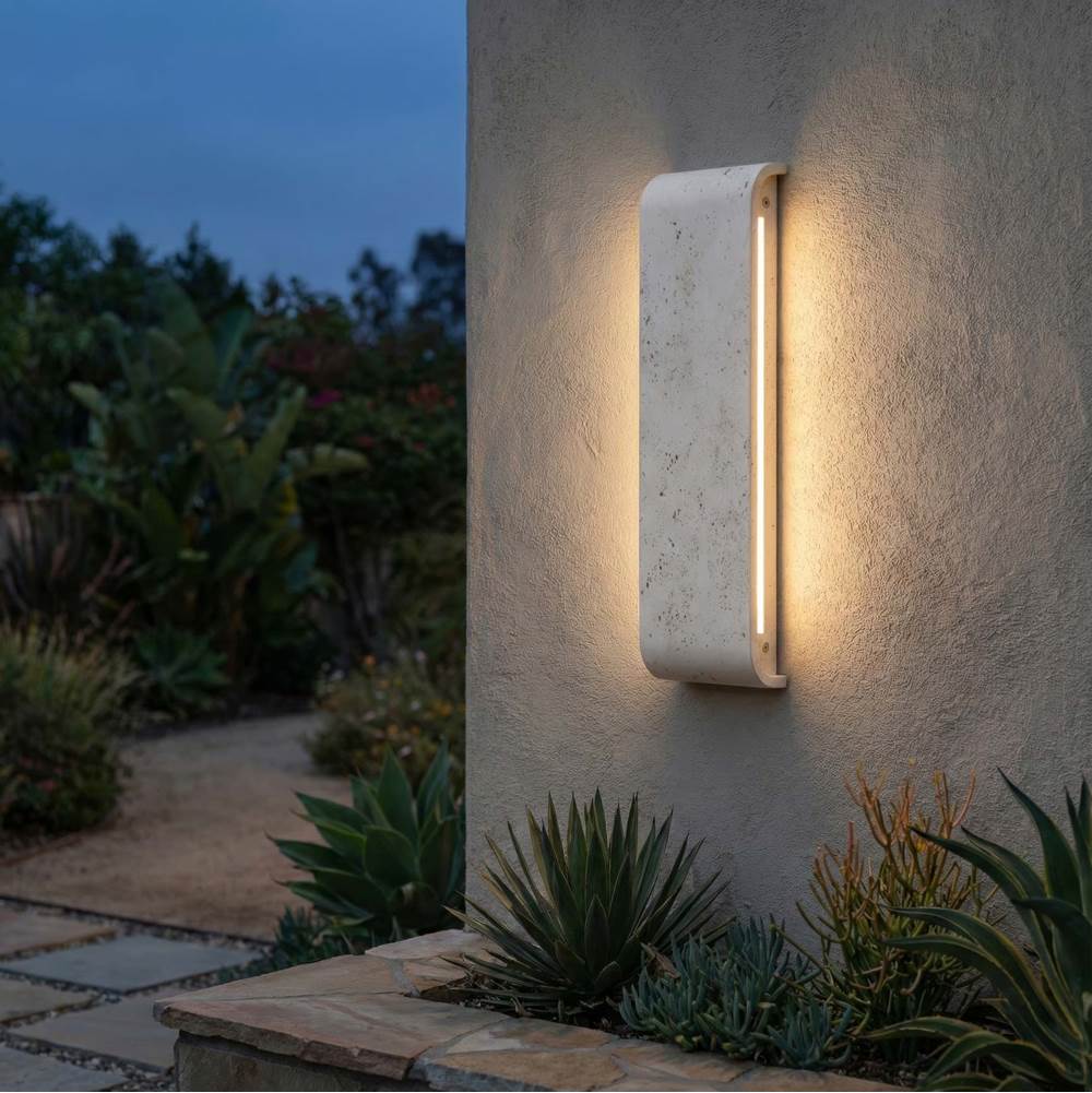 Golden Lighting 7280-OWL24 WT White Travertine Golden Lighting Stela Integrated Led 24in Outdoor Wall In White Travertine Image 3