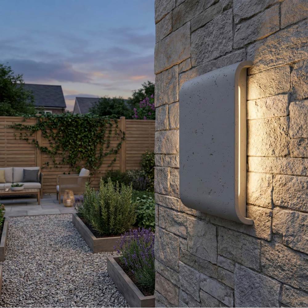 Golden Lighting 7280-OWL9 GT Gray Travertine Golden Lighting Stela Integrated Led 9in Outdoor Wall In Gray Travertine Image 3