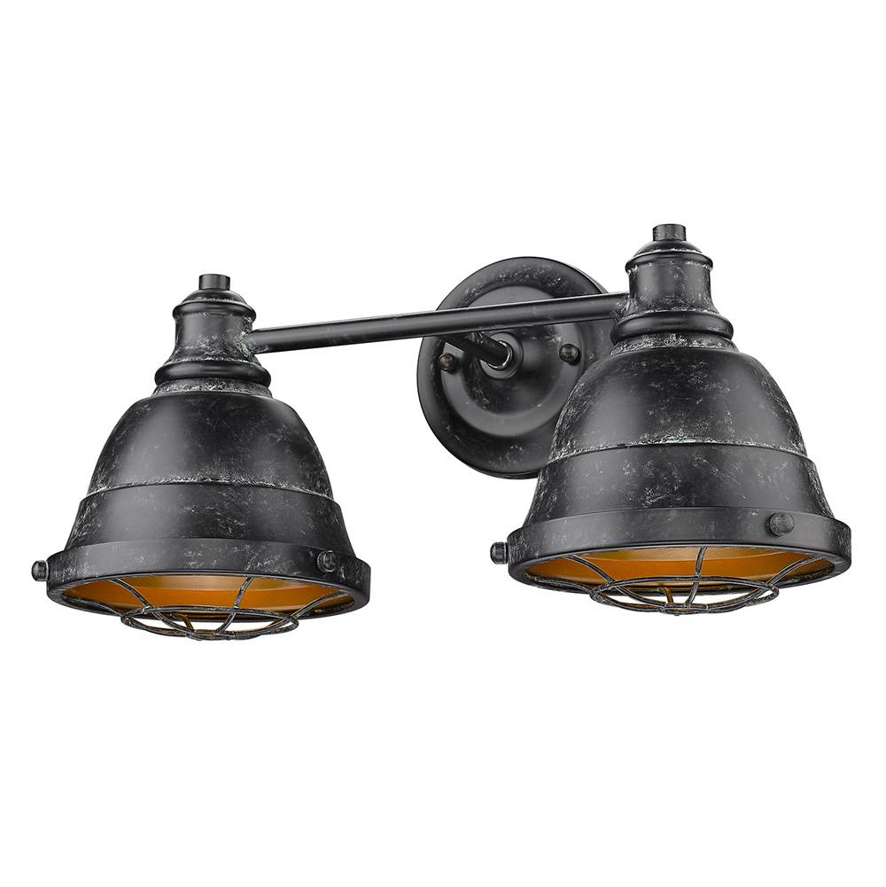 Golden Lighting 7312-BA2 BP Black Patina Golden Lighting Bartlett 2-light Vanity In Black Patina Image 1