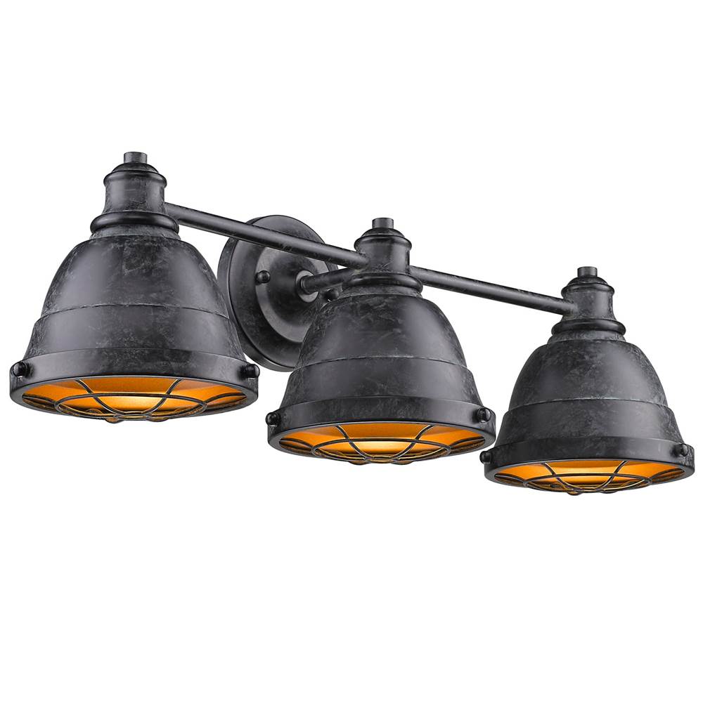 Golden Lighting 7312-BA3 BP Black Patina Golden Lighting Bartlett 3-light Vanity In Black Patina Image 2