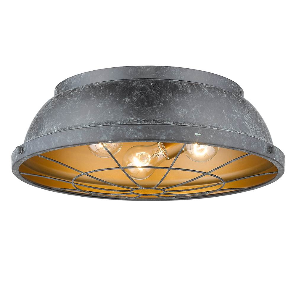 Golden Lighting Bartlett Golden Lighting Bartlett 3-light Flush Mount In Black Patina