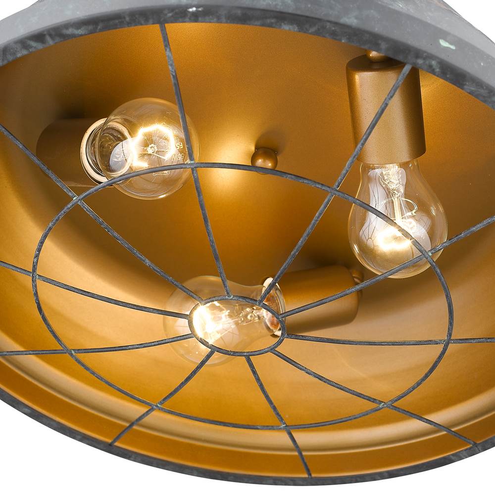 Golden Lighting 7312-FM16 BP Black Patina Golden Lighting Bartlett 3-light Flush Mount In Black Patina Image 2