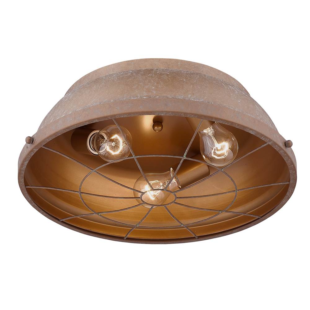 Golden Lighting 7312-FM16 CP Copper Patina Golden Lighting Bartlett 3-light Flush Mount In Copper Patina Image 2