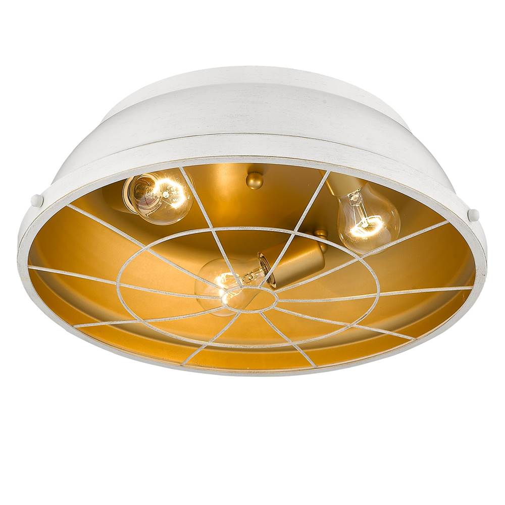 Golden Lighting 7312-FM16 FW French White Golden Lighting Bartlett 3-light Flush Mount In French White Image 3