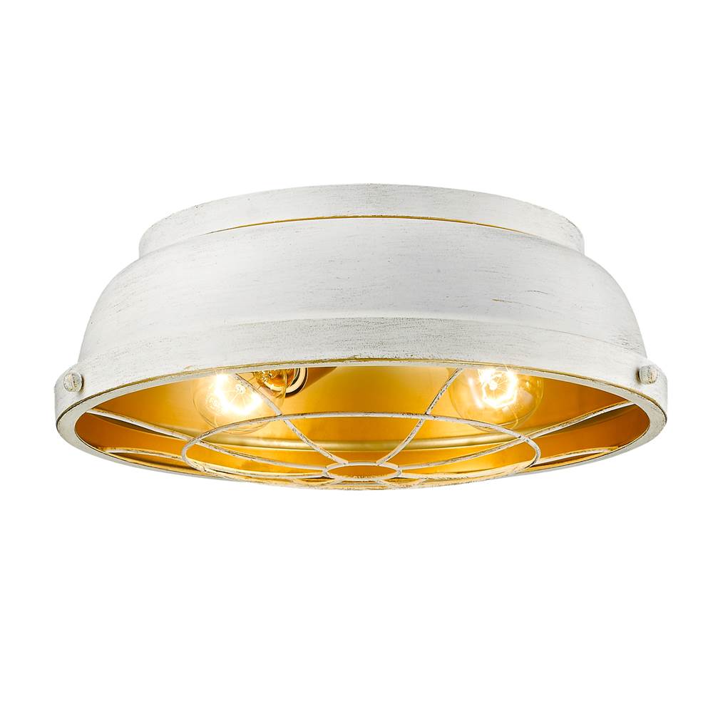 Golden Lighting 7312-FM FW French White Golden Lighting Bartlett 2-light Flush Mount In French White Image 2