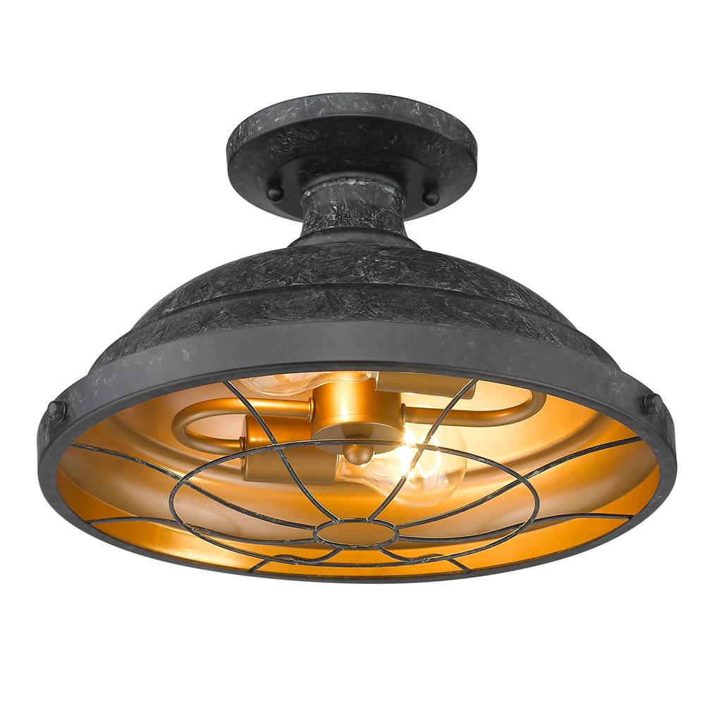 Golden Lighting 7312-SF BP Black Patina Golden Lighting Bartlett 2-light Semi-flush Mount In Black Patina Image 2