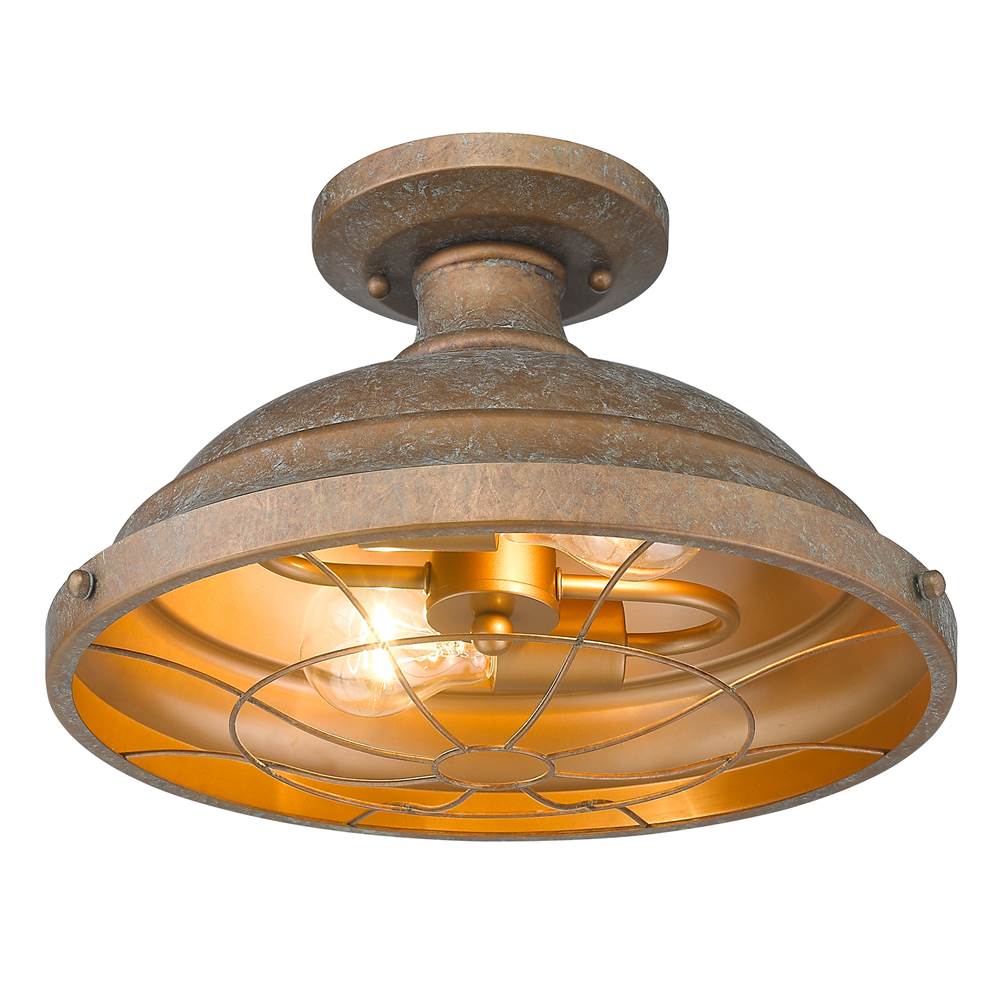 Golden Lighting 7312-SF CP Copper Patina Golden Lighting Bartlett 2-light Semi-flush Mount In Copper Patina Image 2