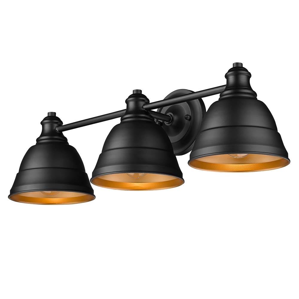 Golden Lighting 7313-BA3 BLK Matte Black Golden Lighting Rebel 3-light Vanity In Matte Black Image 3