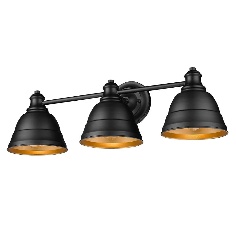 Golden Lighting 7313-BA3 BLK Matte Black Golden Lighting Rebel 3-light Vanity In Matte Black Image 1