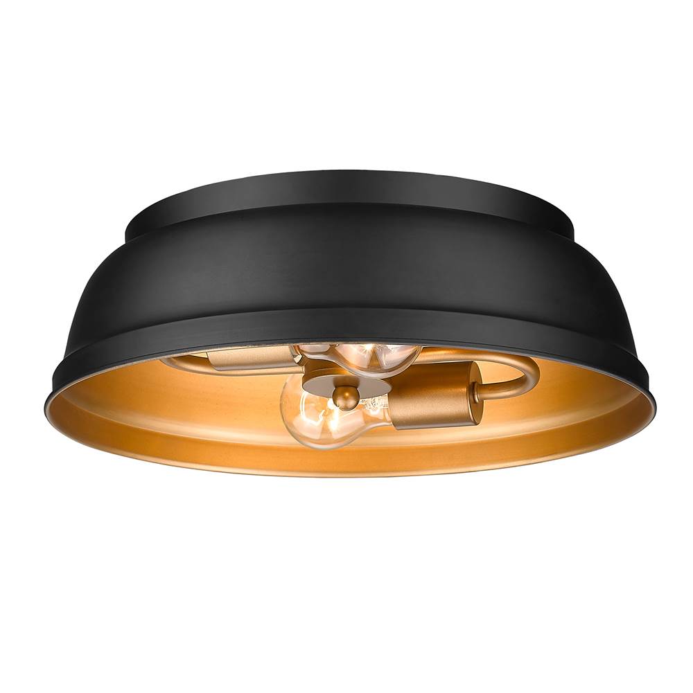 Golden Lighting 7313-FM BLK Matte Black Golden Lighting Rebel 2-light Flush Mount In Matte Black Image 1