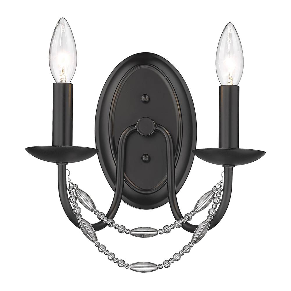 Golden Lighting Mirabella Golden Lighting Mirabella 2-light Wall Sconce In Matte Black