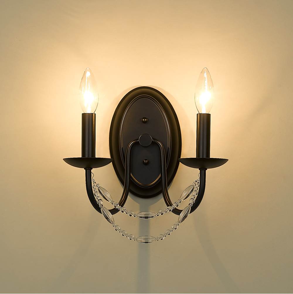 Golden Lighting 7644-2W BLK Matte Black Golden Lighting Mirabella 2-light Wall Sconce In Matte Black Image 5
