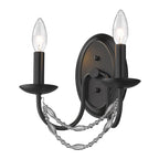 Golden Lighting 7644-2W BLK Matte Black Golden Lighting Mirabella 2-light Wall Sconce In Matte Black Image 1