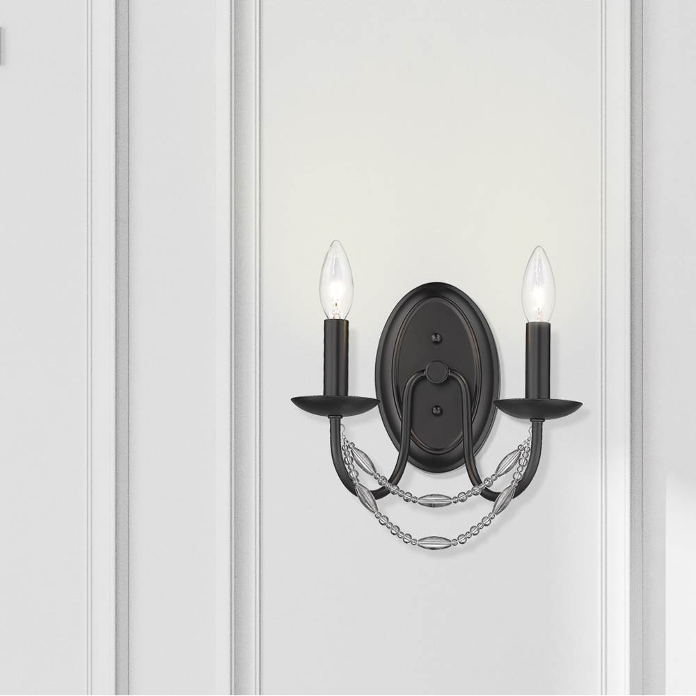 Golden Lighting 7644-2W BLK Matte Black Golden Lighting Mirabella 2-light Wall Sconce In Matte Black Image 3