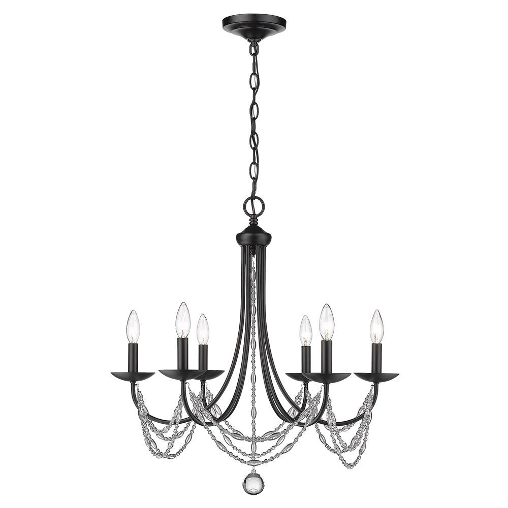 Golden Lighting Mirabella Golden Lighting Mirabella 6-light Chandelier In Matte Black