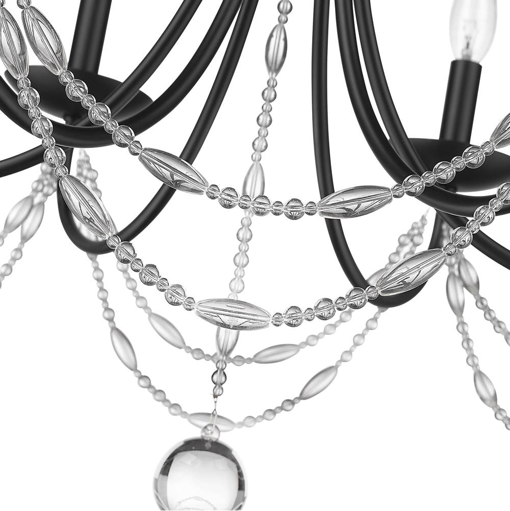 Golden Lighting 7644-6 BLK Matte Black Golden Lighting Mirabella 6-light Chandelier In Matte Black Image 5
