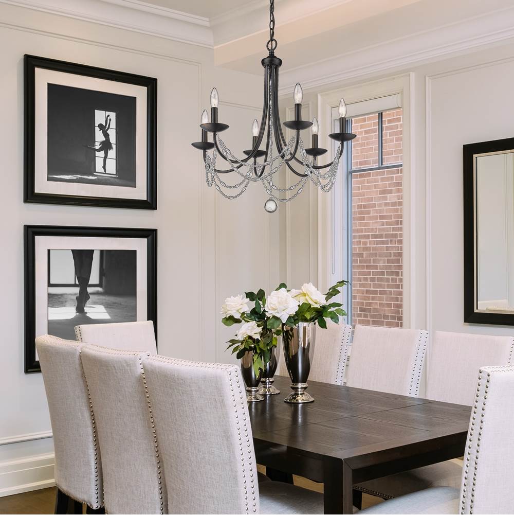 Golden Lighting 7644-6 BLK Matte Black Golden Lighting Mirabella 6-light Chandelier In Matte Black Image 4