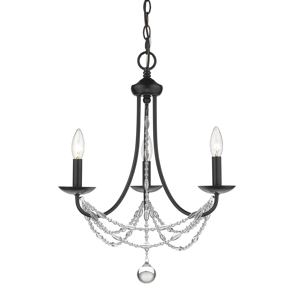 Golden Lighting Mirabella Golden Lighting Mirabella 3-light Chandelier In Matte Black