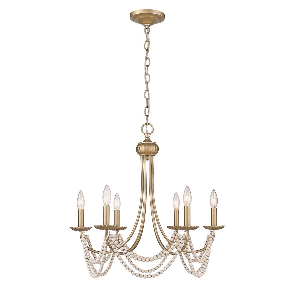 Golden Lighting Serafina Wry Lighting Serafina 6-light Chandelier In Golden Aura