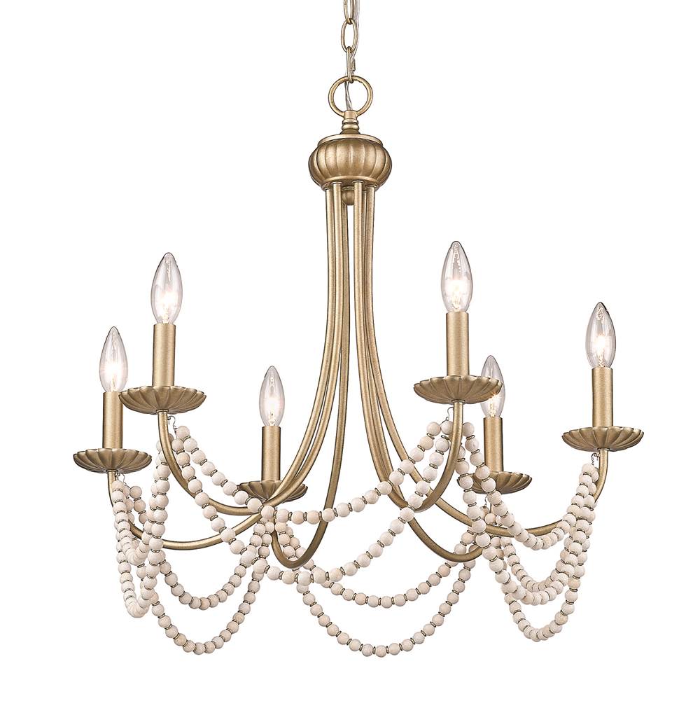 Golden Lighting 7646-6 GA Golden Aura Wry Lighting Serafina 6-light Chandelier In Golden Aura Image 5