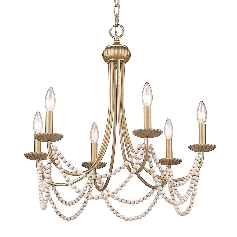 Golden Lighting 7646-6 GA Golden Aura Wry Lighting Serafina 6-light Chandelier In Golden Aura Image 1