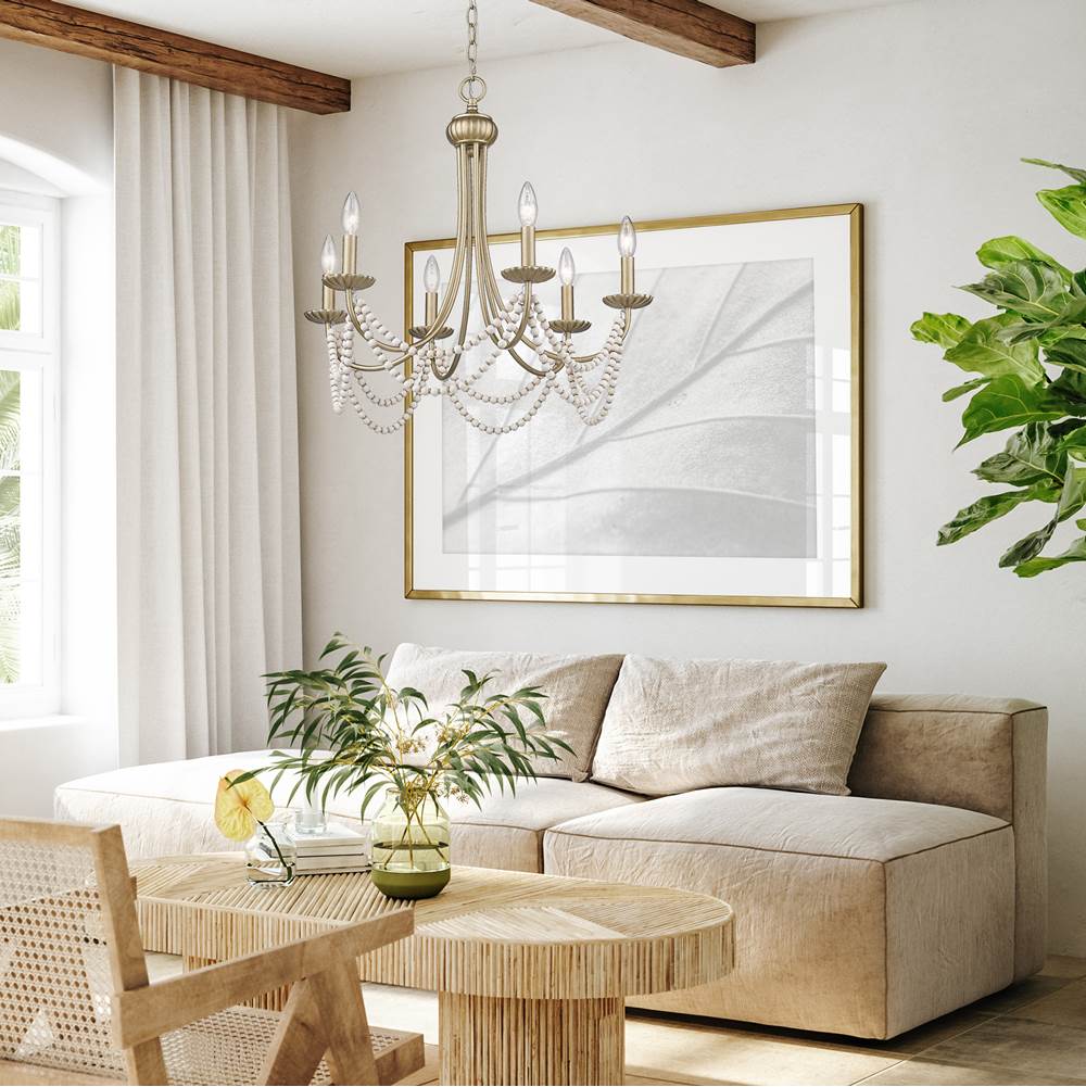Golden Lighting 7646-6 GA Golden Aura Wry Lighting Serafina 6-light Chandelier In Golden Aura Image 3