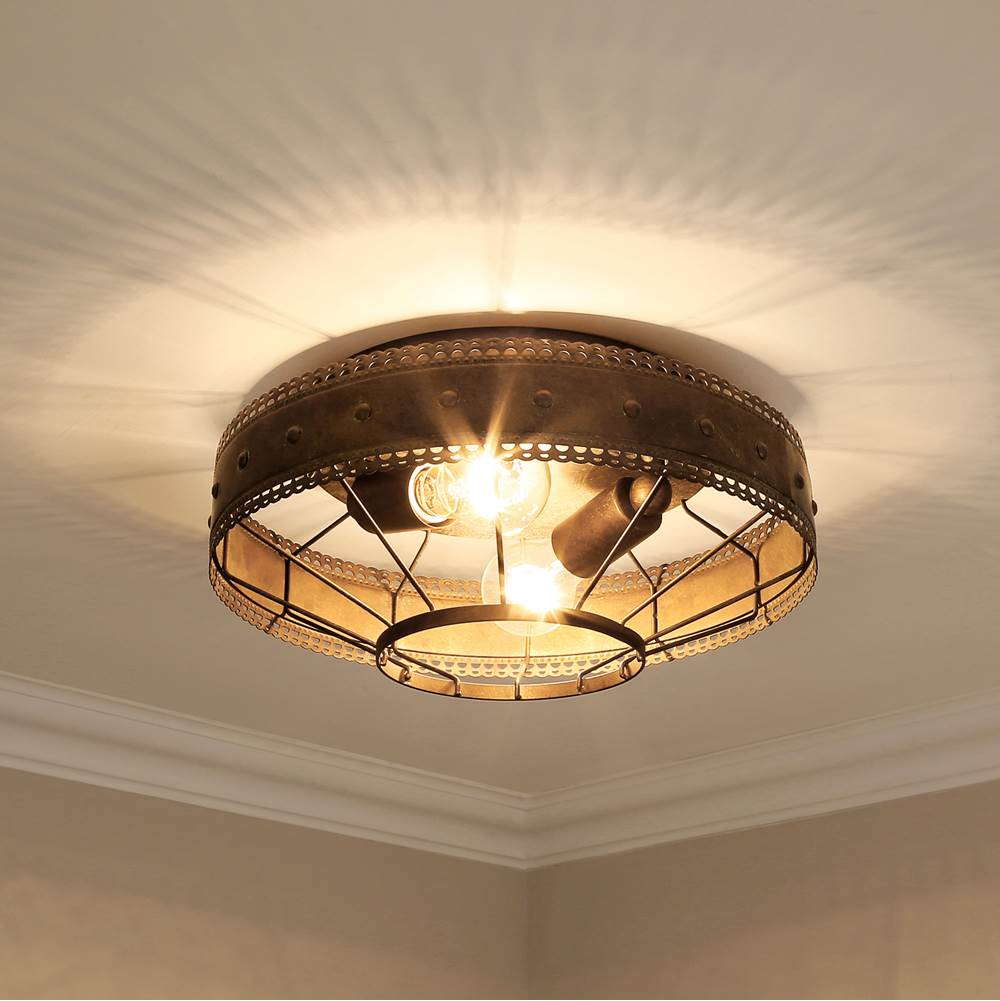 Golden Lighting 7856-FM CP Copper Patina Wry Lighting Ferris 2-light Flush Mount In Copper Patina Image 3