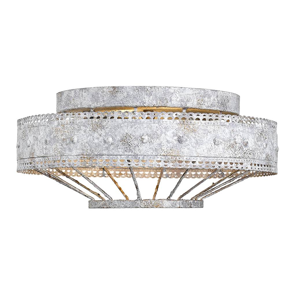 Golden Lighting Ferris Wry Lighting Ferris 2-light Flush Mount In Copper Patina