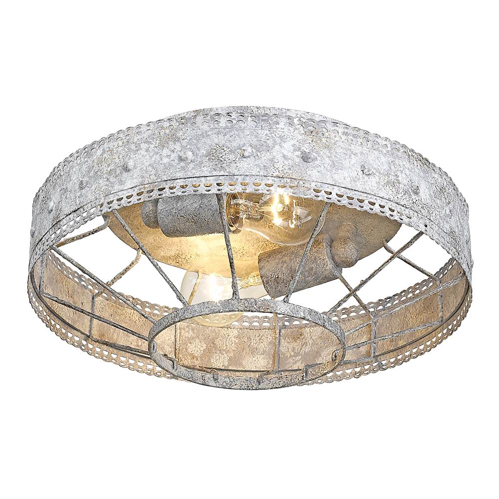Golden Lighting 7856-FM OY Oyster Wry Lighting Ferris 2-light Flush Mount In Oyster Image 3