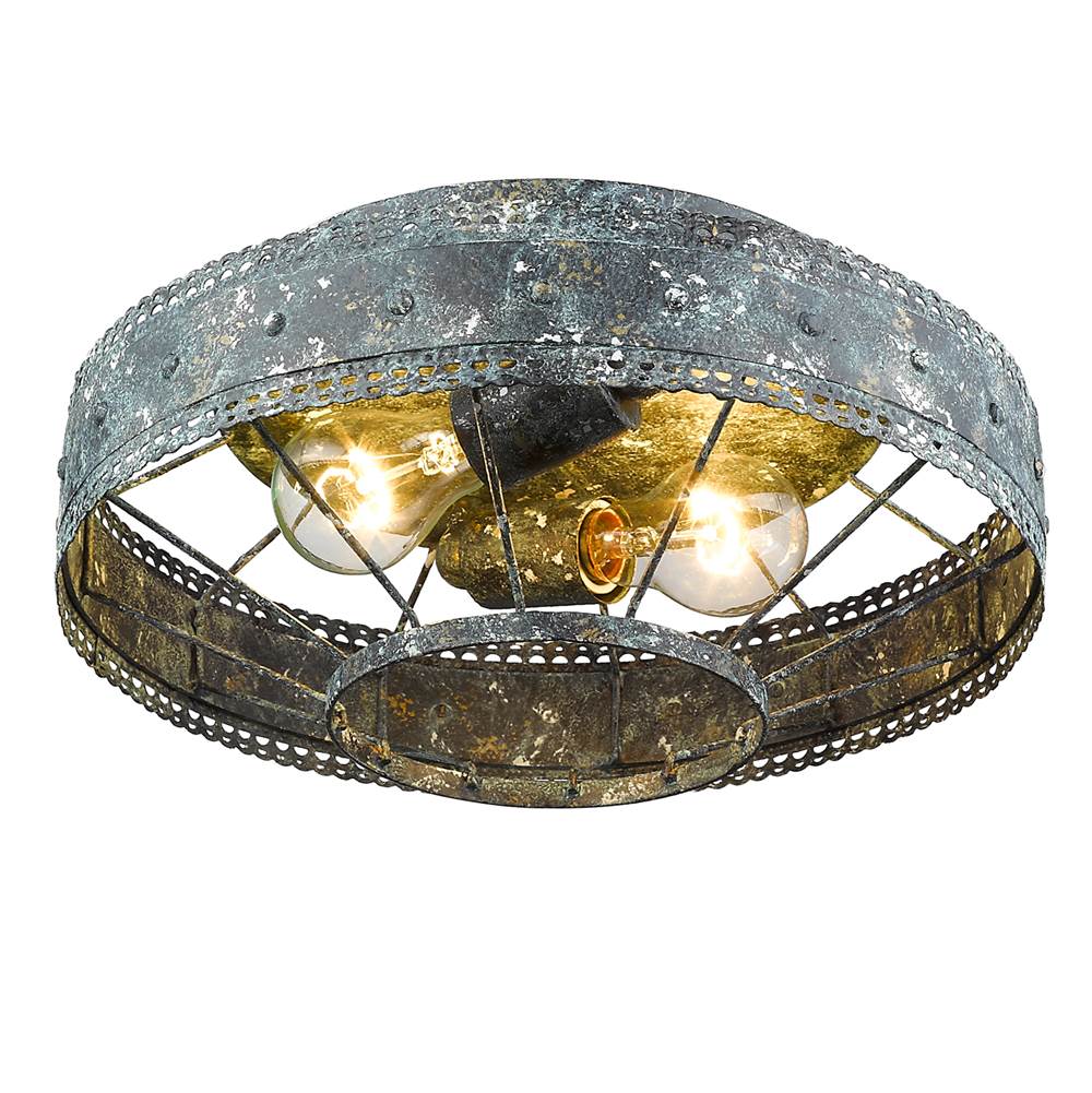Golden Lighting 7856-FM VP Blue Verde Patina Wry Lighting Ferris 2-light Flush Mount In Blue Verde Patina Image 3