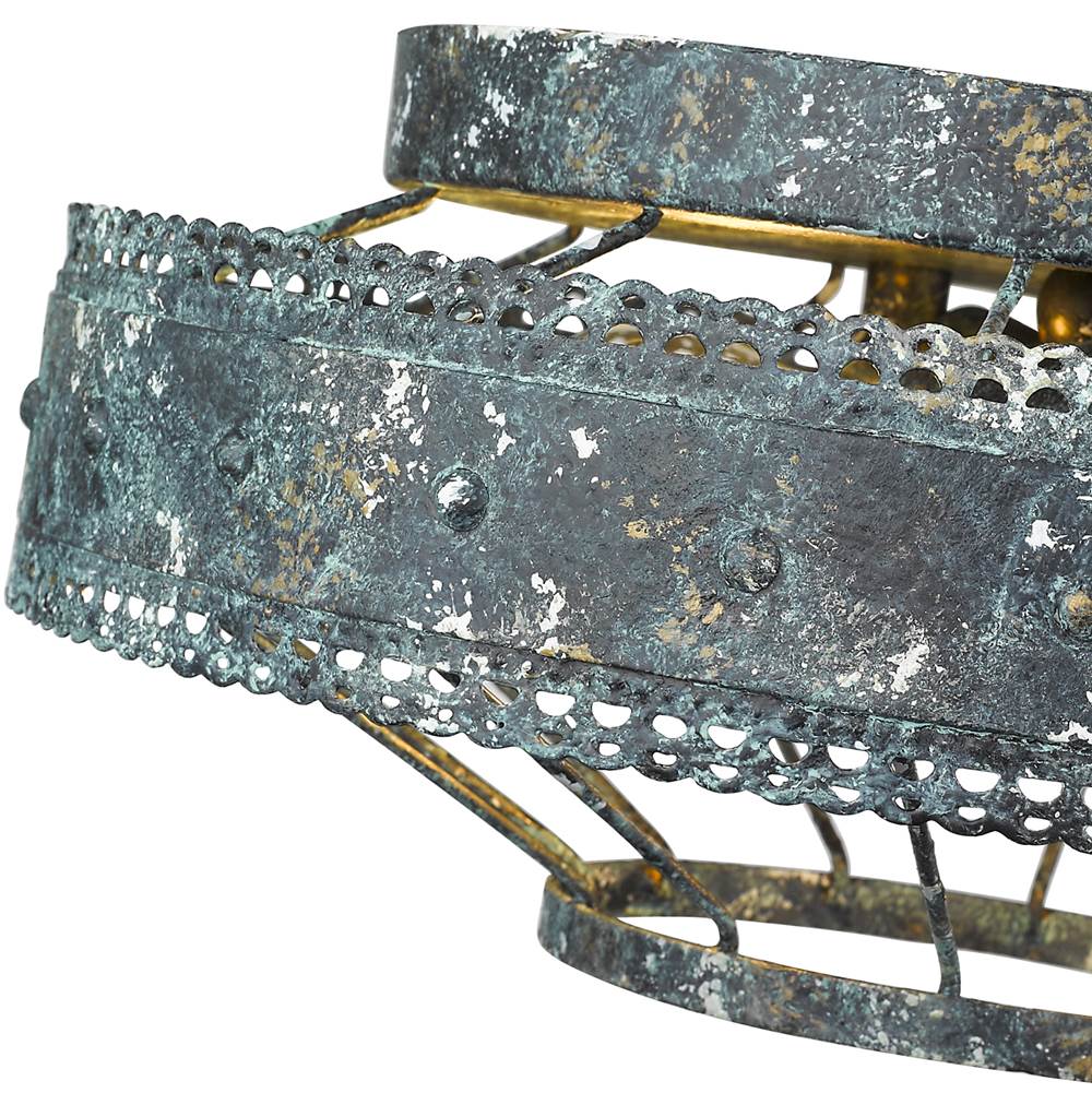 Golden Lighting 7856-FM VP Blue Verde Patina Wry Lighting Ferris 2-light Flush Mount In Blue Verde Patina Image 2