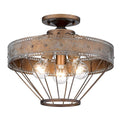 Golden Lighting 7856-SF CP Copper Patina Wry Lighting Ferris 3-light Semi-flush Mount In Copper Patina Image 1