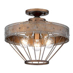 Golden Lighting 7856-SF CP Copper Patina Wry Lighting Ferris 3-light Semi-flush Mount In Copper Patina Image 1