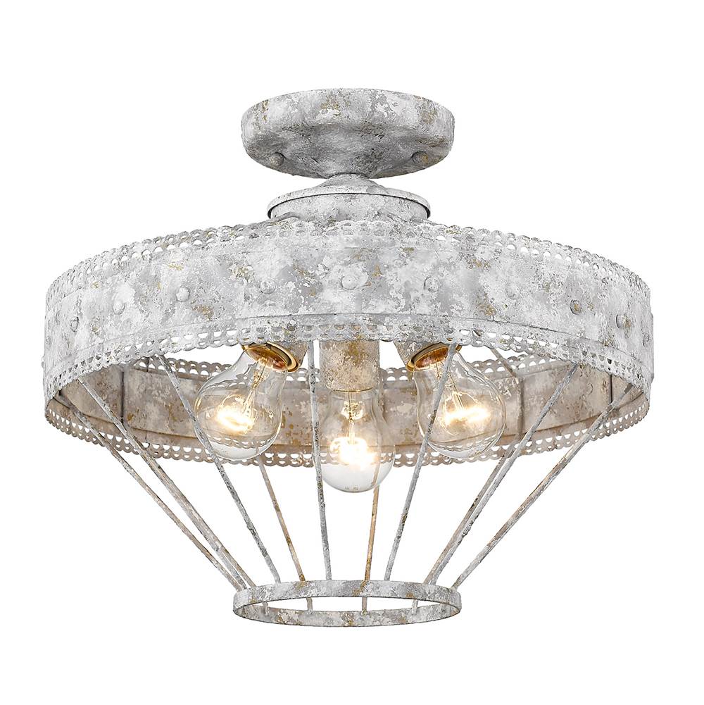 Golden Lighting Ferris Wry Lighting Ferris 3-light Semi-flush Mount In Copper Patina