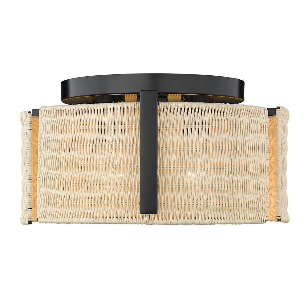 Golden Lighting Grove Wry Lighting Grove 3-light Flush Mount In Matte Black