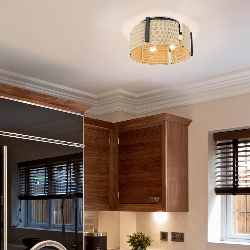 Golden Lighting 7860-FM BLK-NW Matte Black Wry Lighting Grove 3-light Flush Mount In Matte Black Image 4