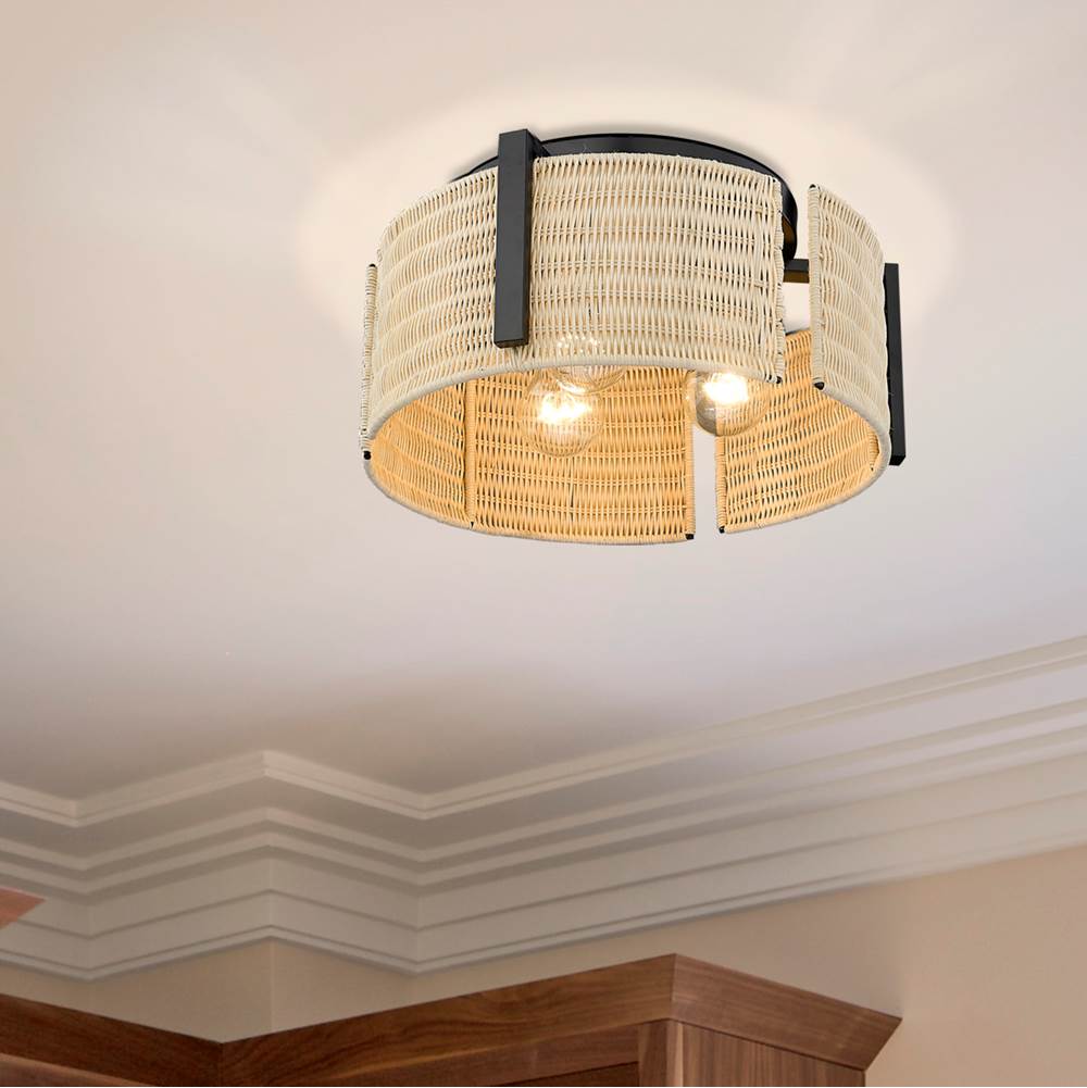 Golden Lighting 7860-FM BLK-NW Matte Black Wry Lighting Grove 3-light Flush Mount In Matte Black Image 3