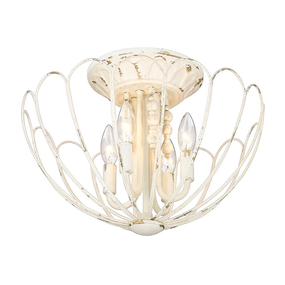 Golden Lighting 7862-SF VPW Vintage Parisian White Wry Lighting Marguerite 4-light Semi-flush Mount In Vintage Parisian White Image 7