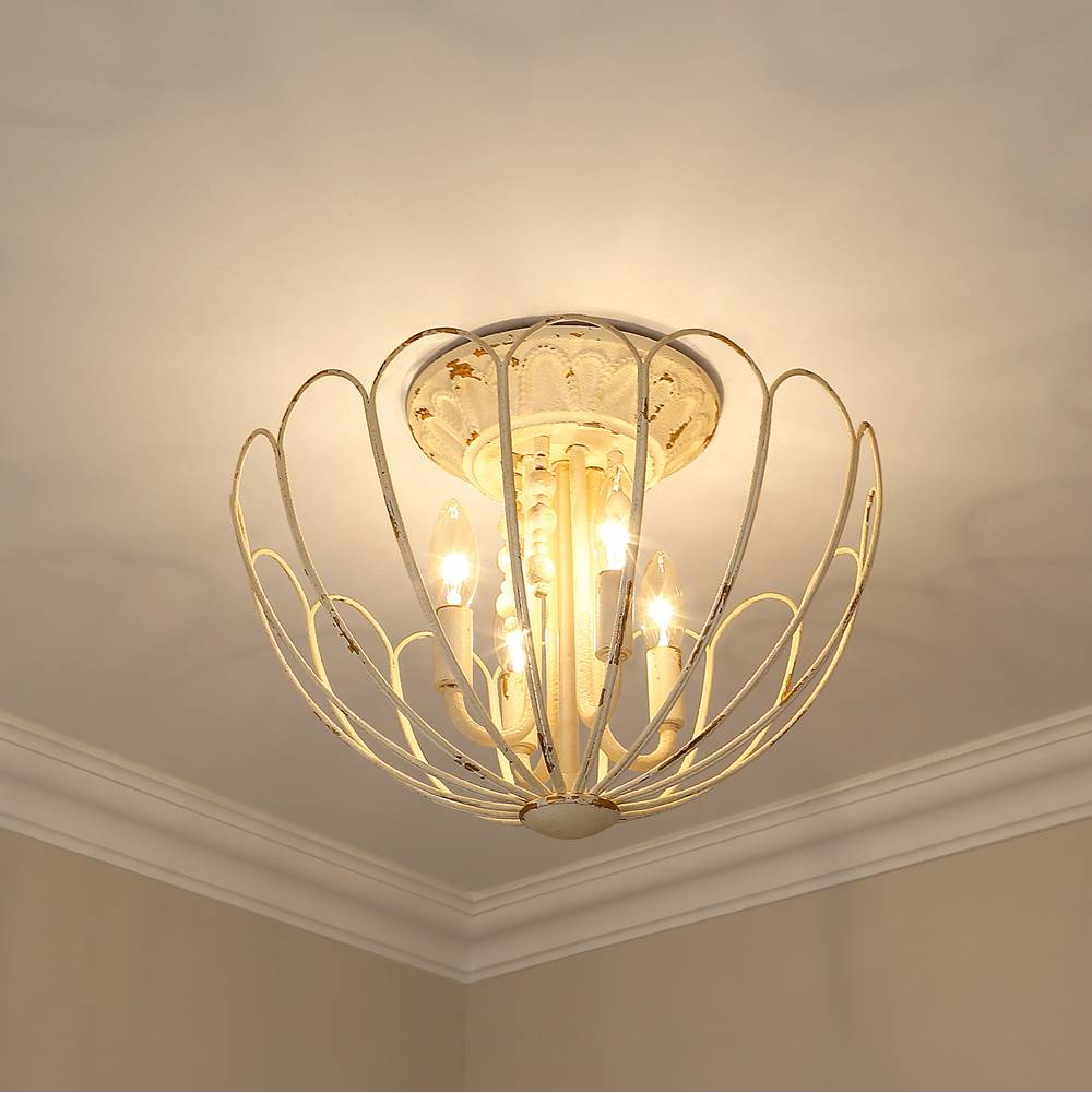 Golden Lighting 7862-SF VPW Vintage Parisian White Wry Lighting Marguerite 4-light Semi-flush Mount In Vintage Parisian White Image 5
