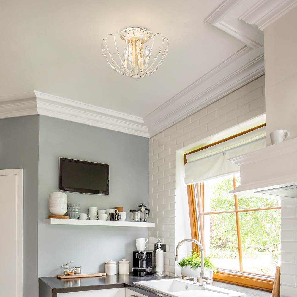 Golden Lighting 7862-SF VPW Vintage Parisian White Wry Lighting Marguerite 4-light Semi-flush Mount In Vintage Parisian White Image 4