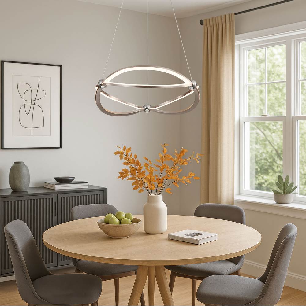 Golden Lighting 7916-19 SNC Satin Nickel Wry Lighting Spirale Integrated Led 19in Chandelier In Satin Nickel Image 3