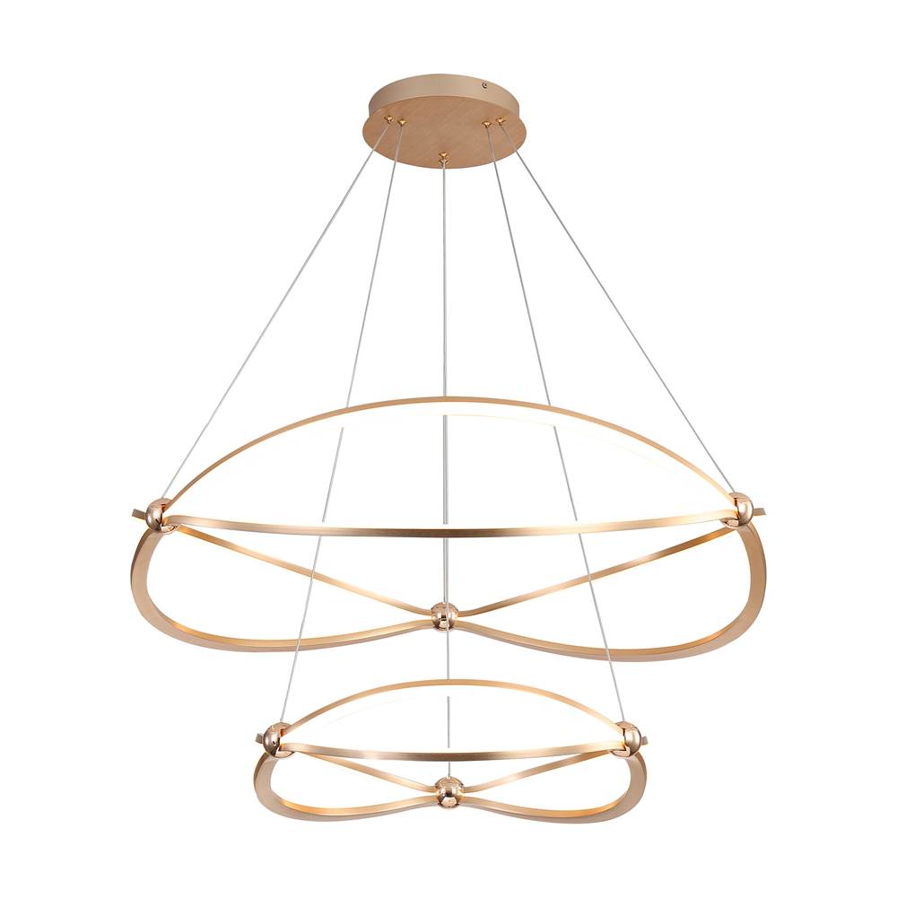 Golden Lighting Spirale Wry Lighting Spirale Integrated Led 32in Chandelier In Anodized Gold