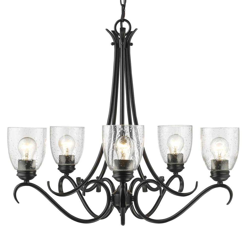 Golden Lighting 8001-5 BLK-SD Matte Black Golden Lighting Parrish 5-light Chandelier In Matte Black Image 1