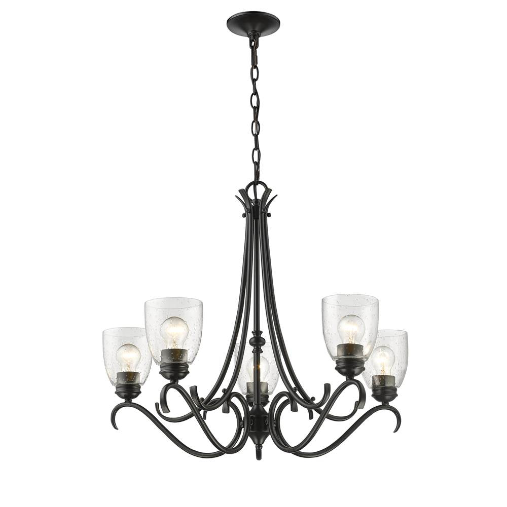 Golden Lighting 8001-5 BLK-SD Matte Black Golden Lighting Parrish 5-light Chandelier In Matte Black Image 2
