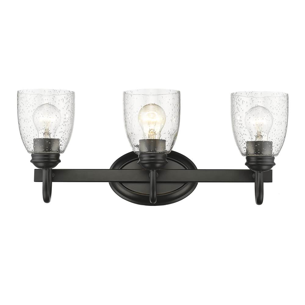 Golden Lighting 8001-BA3 BLK-SD Matte Black Golden Lighting Parrish 3-light Vanity In Matte Black Image 1
