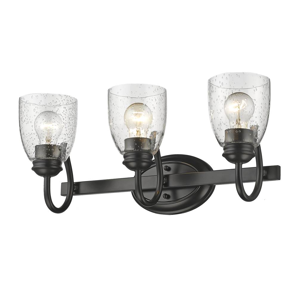 Golden Lighting 8001-BA3 BLK-SD Matte Black Golden Lighting Parrish 3-light Vanity In Matte Black Image 2