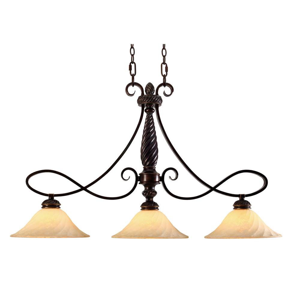 Golden Lighting Torbellino Wry Lighting Torbellino 3-light Island Light In Cordoban Bronze And Remolino Glass