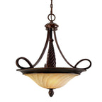 Golden Lighting 8106-3P CDB Cordoban Bronze Wry Lighting Torbellino 3-light Pendant In Cordoban Bronze And Remolino Glass Image 1