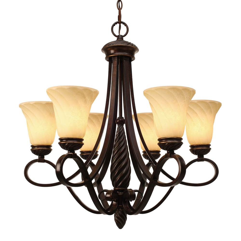 Golden Lighting 8106-6 CDB Cordoban Bronze Wry Lighting Torbellino 6-light Chandelier In Cordoban Bronze Image 1