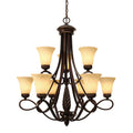 Golden Lighting 8106-9 CDB Cordoban Bronze Wry Lighting Torbellino 9-light Chandelier In Cordoban Bronze Image 1